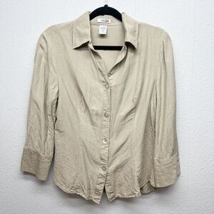 East 5th Y2K Linen Blend Lagenlook Beach Coastalgirl Workwear Capsule Top Medium